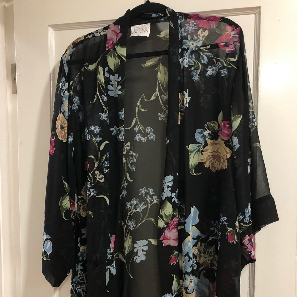 Helena Quinn Black Kimono with Flowers